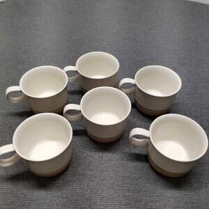 Water Colors Hearthside Japan Stoneware Cup Set of 6 White Brown Striped Vintage
